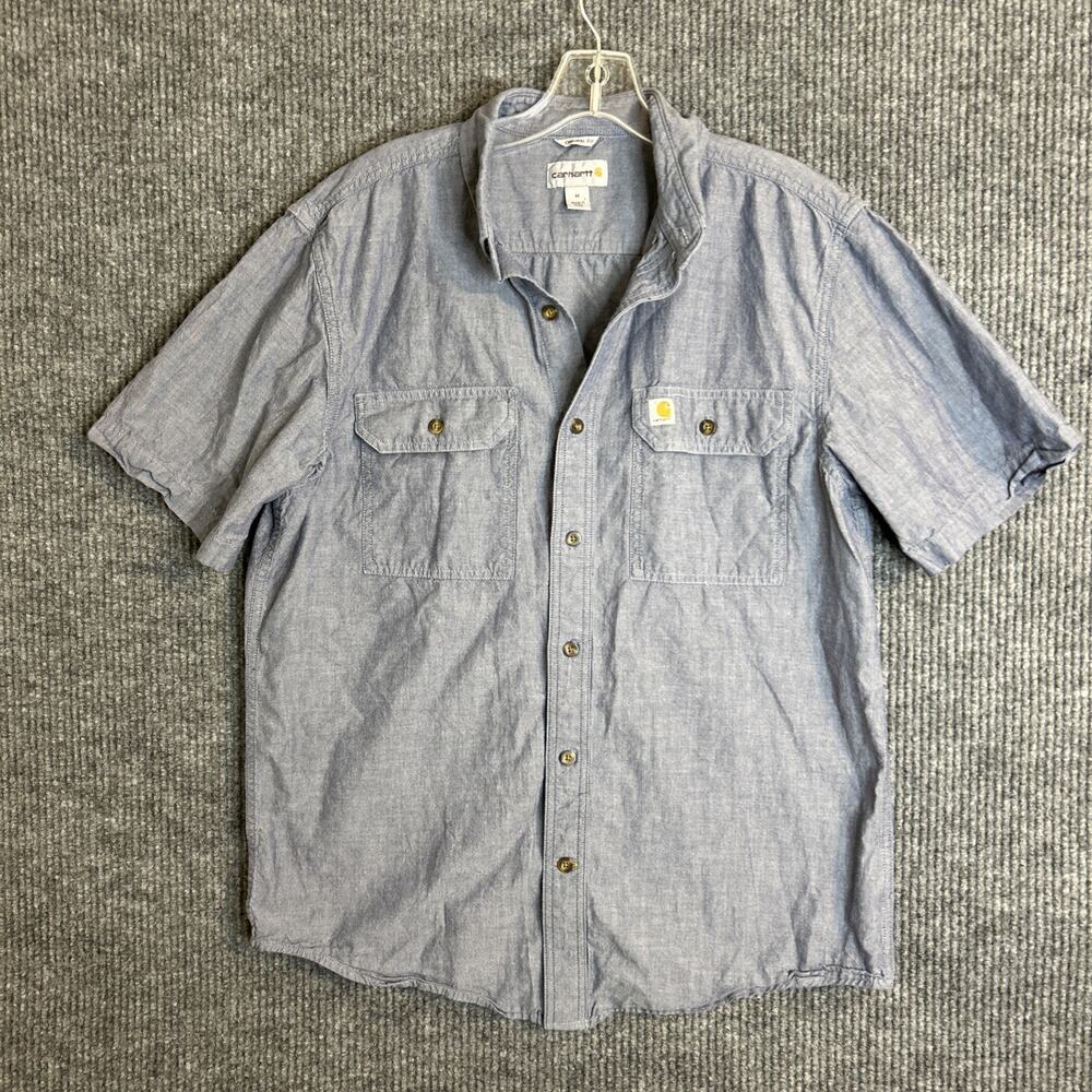Carhartt Men's Loose Fit Midweight Chambray Short Sleeve Shirt Size Medium Blue